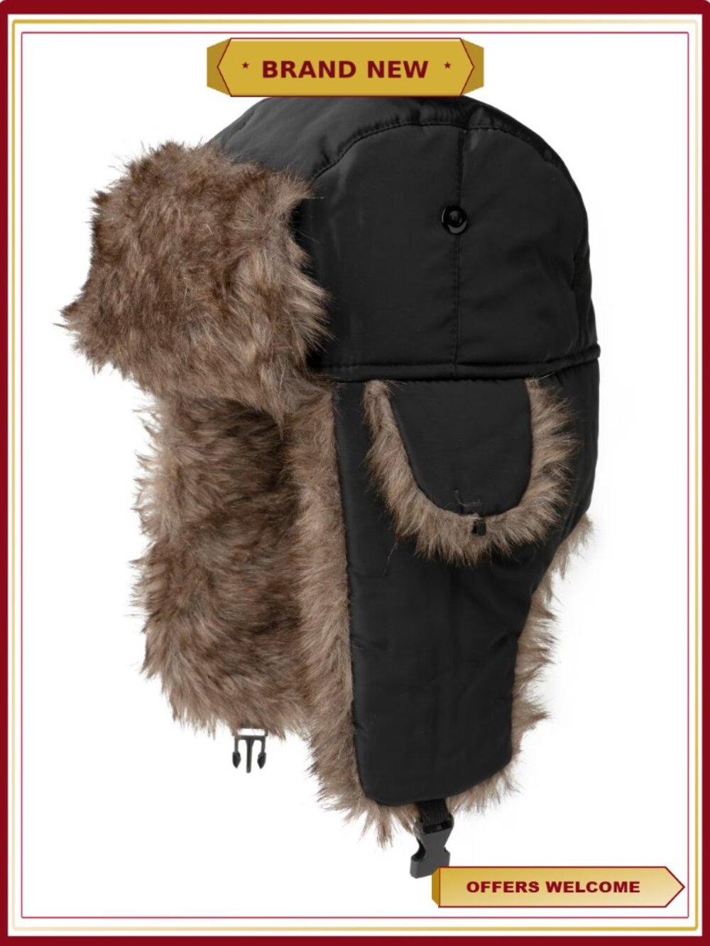 Aviator Trapper Hat Faux Fur Lined Ear Flaps